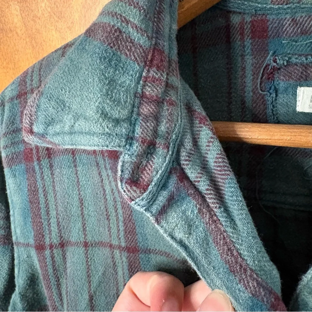 We The Free People Green Plaid Oversized Babydoll Button Up Shirt Shacket Boho - Picture 10 of 15